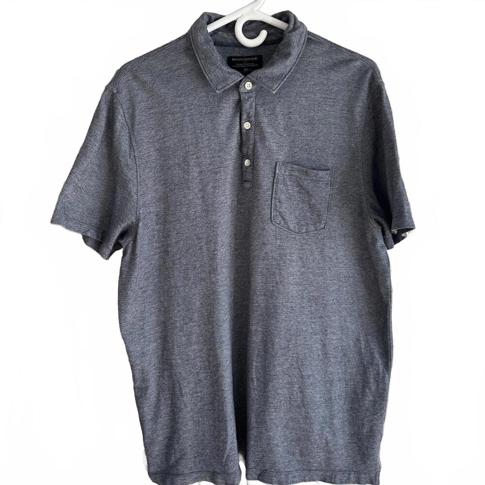 Banana Republic Wicking Pique Polo Blue 100% Cotton - XL